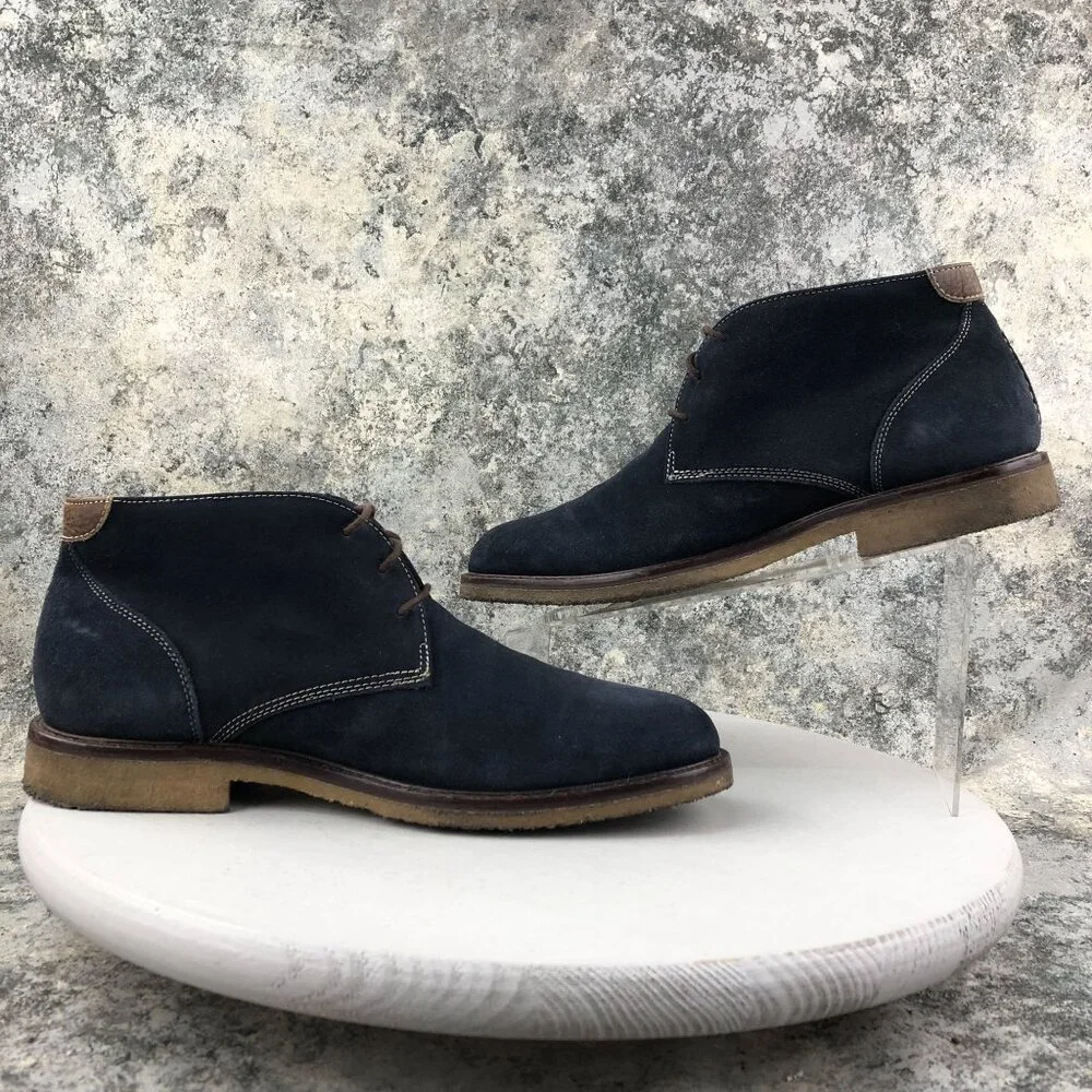 Johnston & Murphy Men's Size 10M Copeland Chukka Navy Blue Suede Ankle Boots
